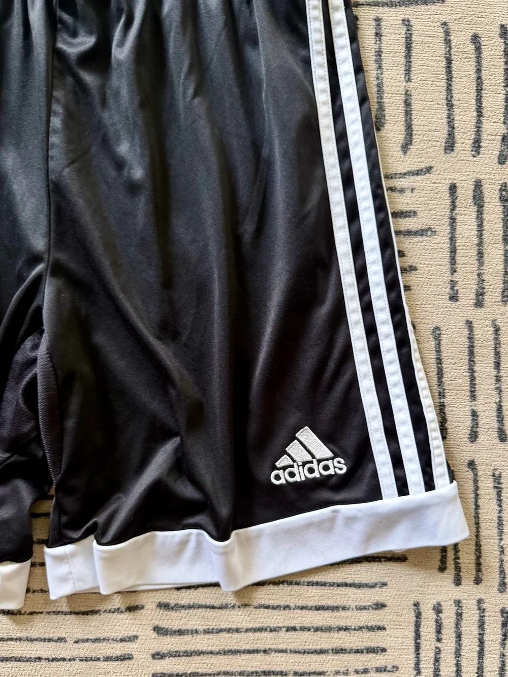 adidas Black Athletic Shorts with White Stripes